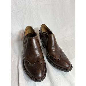 Born Womens Tour Boots sz 5 Block Heel Bootie Leather Western Brown Studded